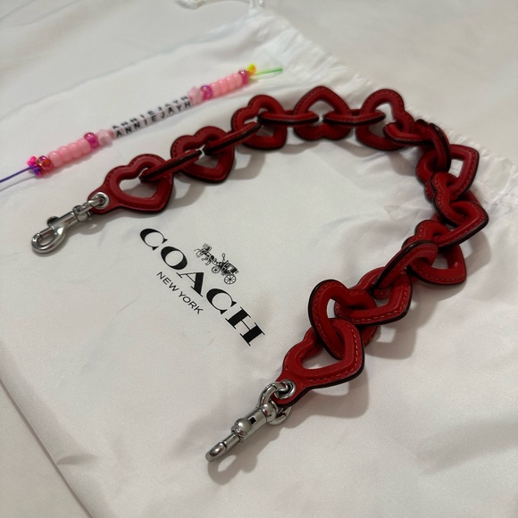 NEW Coach Short Heart Leather Link Strap (Sport Red) from Mira Bag *STRAP ONLY* - Picture 6 of 8